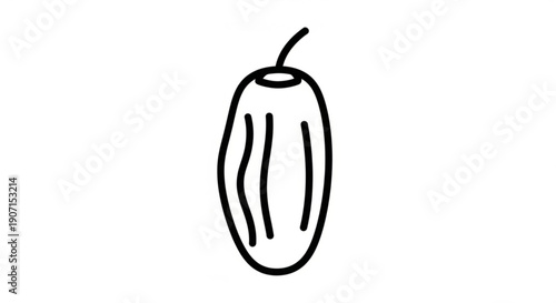 Simple line drawing of a cucumber