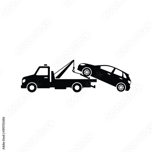 Tow truck car transport flat vector icon