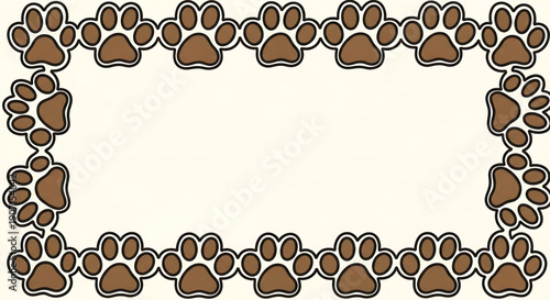 Brown dog paw print border frame for photo or text easter