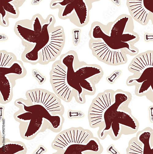 Christias holy spirit dove seamless vector pattern. Religious repeat wallpaper scripture illustration for spirit of god background. 