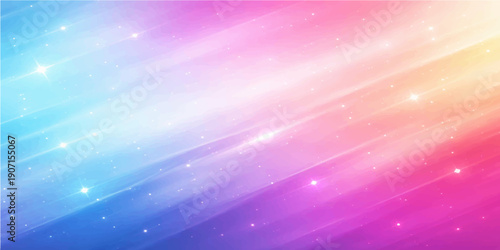 A bright abstract colorful background with soft bokeh texture and blue pink motion lines creates an energetic rainbow wallpaper design featuring a blur of light and purple patterns in space