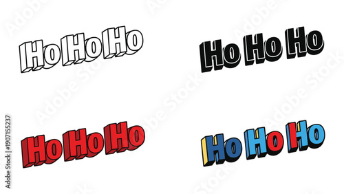 Ho Ho Ho text graphics vector illustration, festive lettering for Christmas and holiday designs