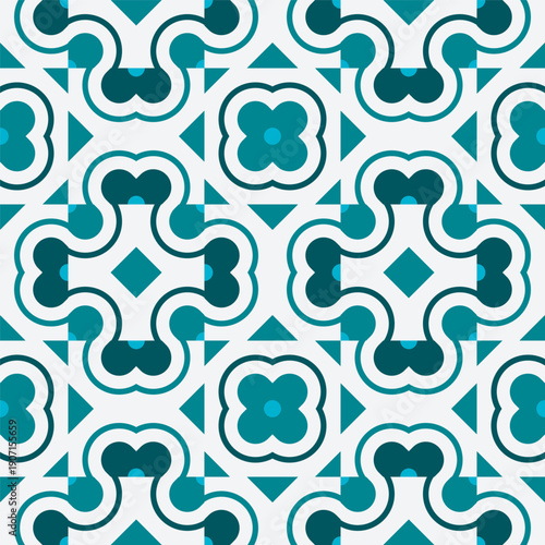 Seamless Geometric Floral Abstract Decorative Tile Background Repeating Pattern