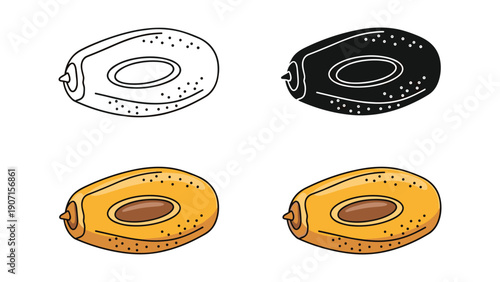 Date Fruit Icons: Line, Silhouette, and Color Illustrations