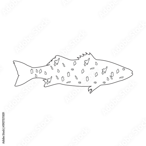 Elegant Fish Line Sketch Minimal Outline Illustration.