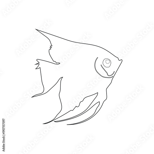 Elegant Fish Line Sketch Minimal Outline Illustration.
