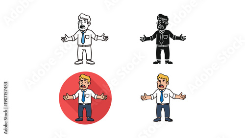 Man Shrugging Icon Set - Vector Graphics for Confusion and Uncertainty