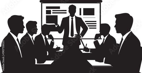 Business meeting with presentation and discussion teamwork