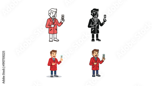 Doctor or Scientist Showing ID Card - Vector Characters for Professional Identification