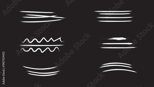 White Abstract Lines on Black Background, Modern Design Elements, Graphic Design Assets