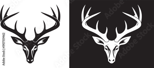 Deer head silhouette, Deer vector collection, deer logo illustration on a white background