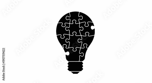 Creative lightbulb formed from puzzle pieces symbolizing innovation and problem-solving.