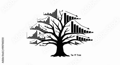 Tree of financial growth and decline, symbolizing economic trends and market fluctuations.