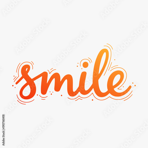 The word smile is written on a white background.