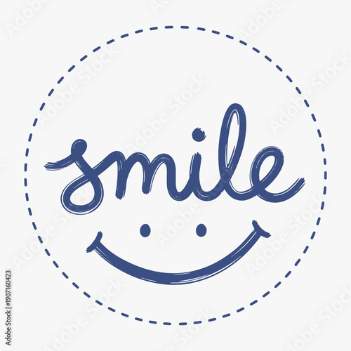 The word smile is written on a white background.