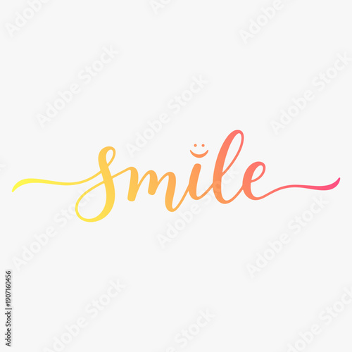 The word smile is written on a white background.