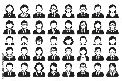 Business people vector icons set professional avatars men and women