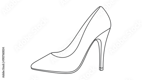 High heel stiletto shoe outline representing fashion footwear and feminine elegance in simple black line drawing for retail graphics.