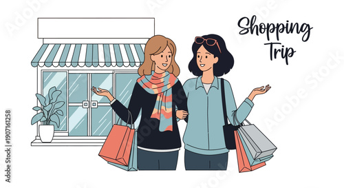 Woman friends flat vector illustration set showing young women enjoying friendship and leisure activities together.