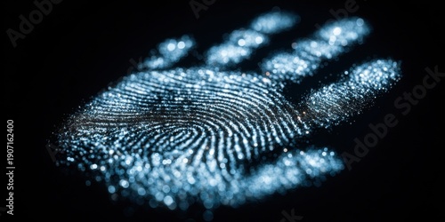 Analyzing fingerprint patterns in forensic science laboratory setting visual content dark environment close-up perspective
