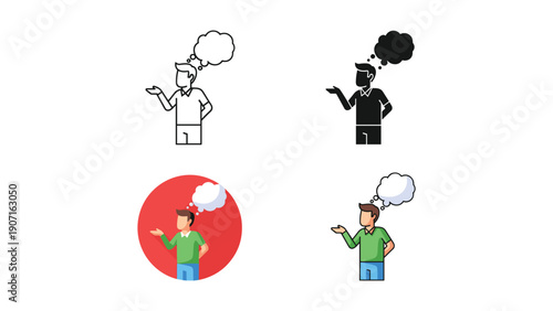 Man gesturing confusion icons, questioning, uncertainty, doubt