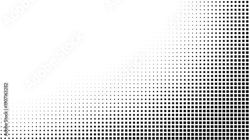 Square pattern background with gradient fading effect. Checkered black and white pattern, abstract vector illustration