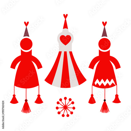 Valentine's day folk art illustration