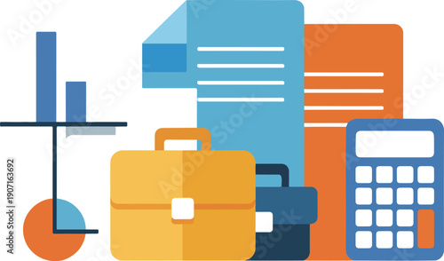 vector illustration of a set of office objects