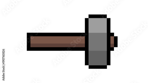 Classic pixel art hammer icon, a versatile digital graphic illustrating the concept of craftsmanship, construction, and essential tools for various design projects and game development assets
