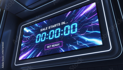 Futuristic Countdown Timer Displaying 