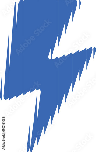 Blue flash lightning shape with ribbed glass effect, vector ripple blur thunderbolt fluted electricity high voltage sign