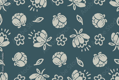 Seamless floral damask pattern Vintage background.Ethnic oriental pattern traditional.Motifs Ikat embroidery wallpaper.Textile rapport. abstract design for texture, fabric, clothing, wrapping