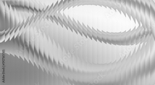 Ribbed metal glass with wavy pattern 3D texture effect, abstract fluted panel vector background, blur ripple gradient