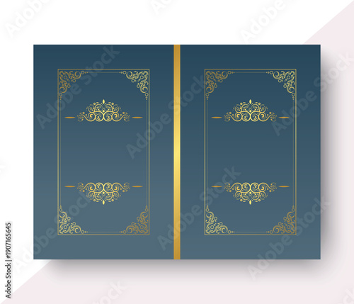 Elegant Golden Frame with Ornate Flourishes, Luxury Border for Invitation Card