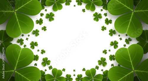 St patrick's day shamrock leaves green border design