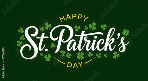 Happy st patrick's day celebration with shamrocks and green background