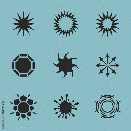 A set of Burst icons. It is often used to represent happiness and positivity