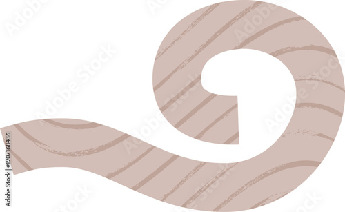 Beige curl line silhouette with crayon hand painting strokes pattern, paper cut shape, vector abstract childish art