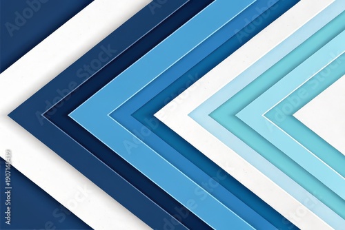 Modern blue and white chevron pattern with layered design