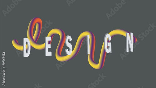 Creative Design Concept with Colorful Swirling Lines and Typography on Gray Background
