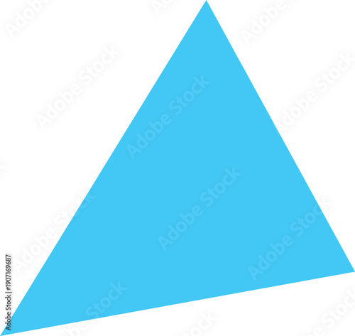 Blue triangular geometric basic shape, paper cut out shape, triangle figure, kids drawing frame, vector silhouette
