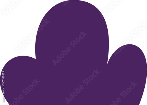 Purple cloud shape vector icon, cloud silhouette, paper cut out shape, cartoon childish art, abstract design element