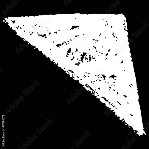 White crayon sketch geometric shape, triangle chalk or pencil texture, paper cut out shape, vector abstract kids graphic