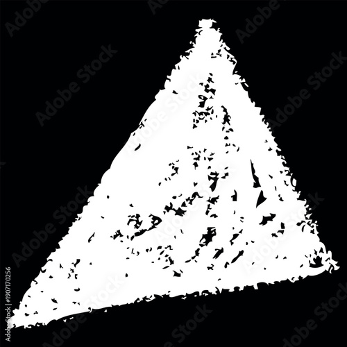 White crayon sketch triangular geometric shape, triangle chalk or pencil texture, paper cut out shape, vector graphic