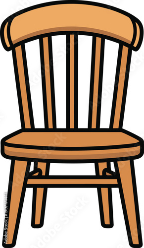 Cartoon wooden kitchen chair with spindle back and seat