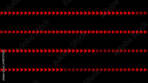 Pattern of red arrows arranged in lines against a black backdrop