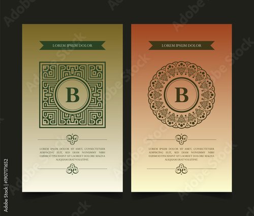 Elegant Ornamental Letter B Logo Design for Invitation Card Templates