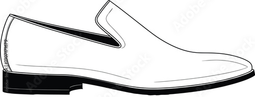 Men's Formal Loafer Shoe Line Art Vector Illustration for Fashion Footwear Design Business Professional Style and Casual Apparel Branding