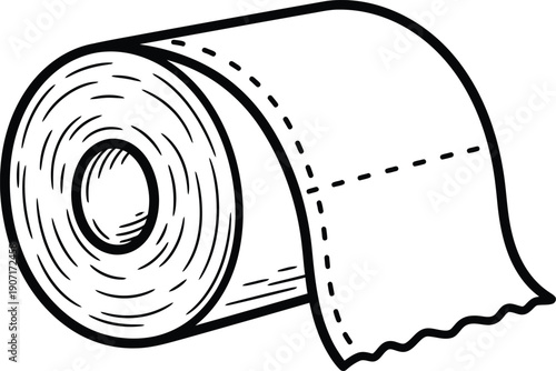 A roll of paper with a dotted line and wavy edge