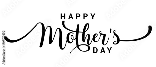 Happy Mothers Day Elegant Black Script Typography Design Greeting Card